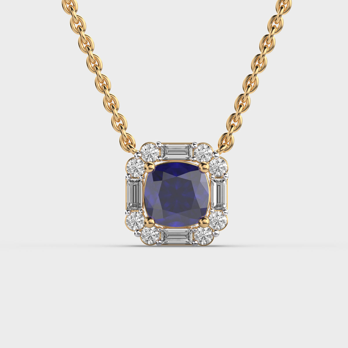 Shimmering Blue Stone Diamond Pendant (With Chain)