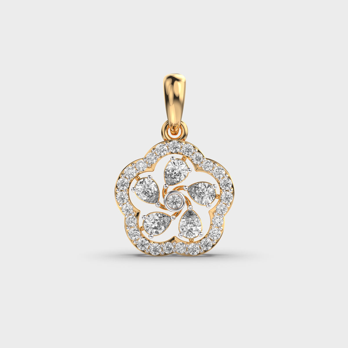 Swirl Flower Diamond Pendant (Without Chain)