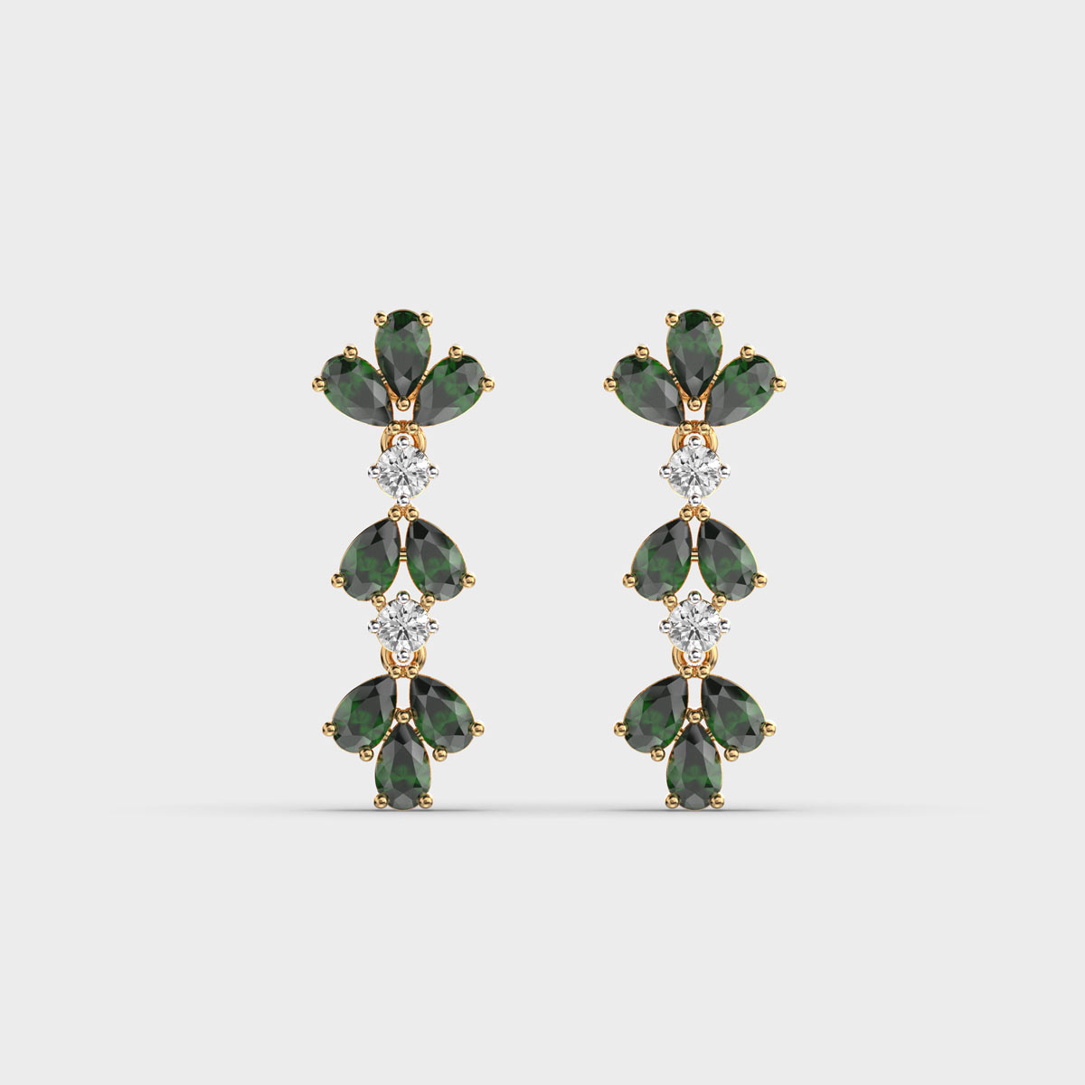 Diamond Drops Green Stone Grace Earrings