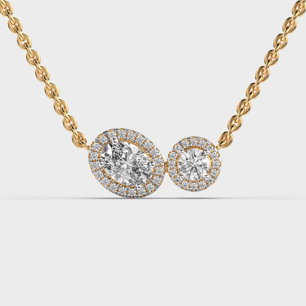 Duo Diamond Quad Pendant (With Chain)