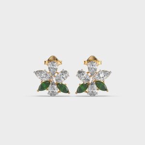 Glorious Green Stone Marquise Diamond Studs
