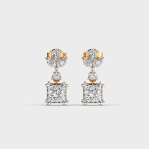 Regal Glam Princess Cut Diamond Drop Earrings