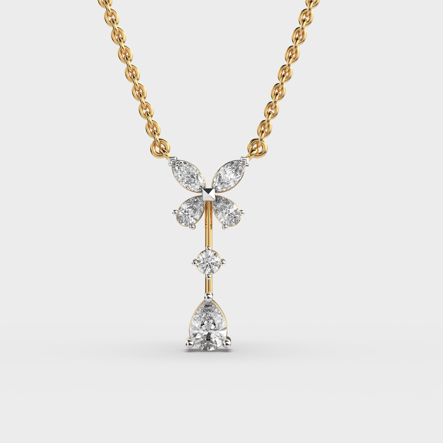 Bloom and Bud Diamond Pendant (With Chain)