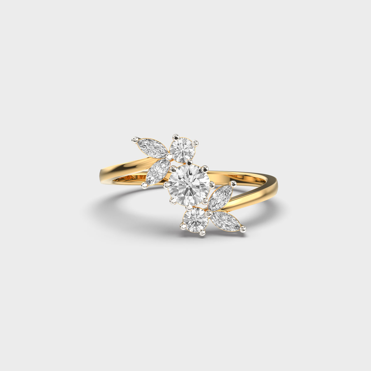 Stellar Bloom Aurora Diamond Cluster Ring