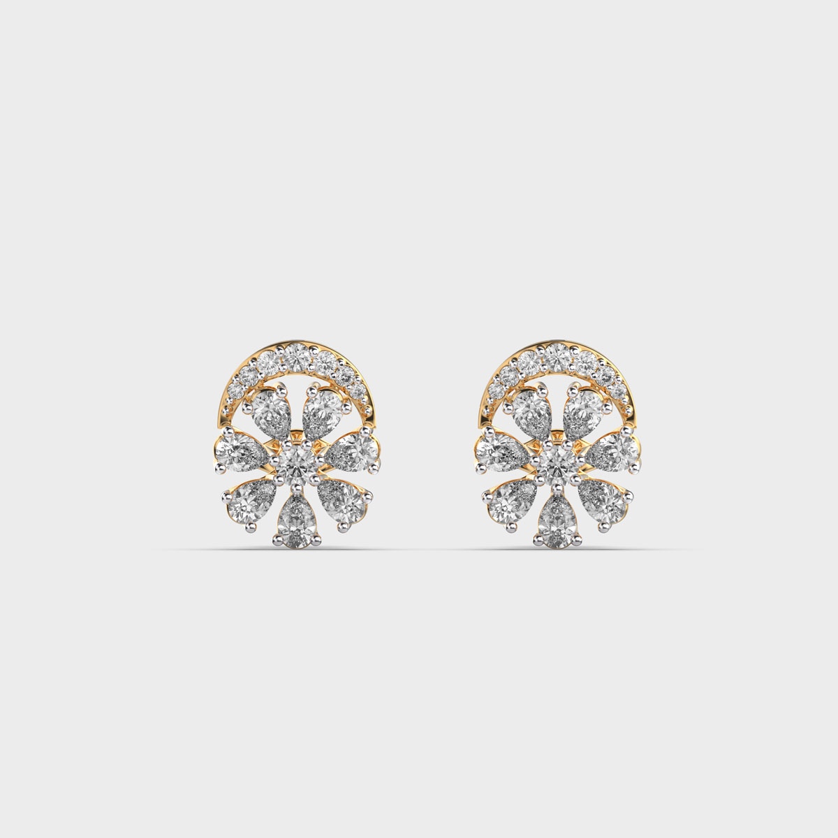 China Rose Diamond Ear Studs