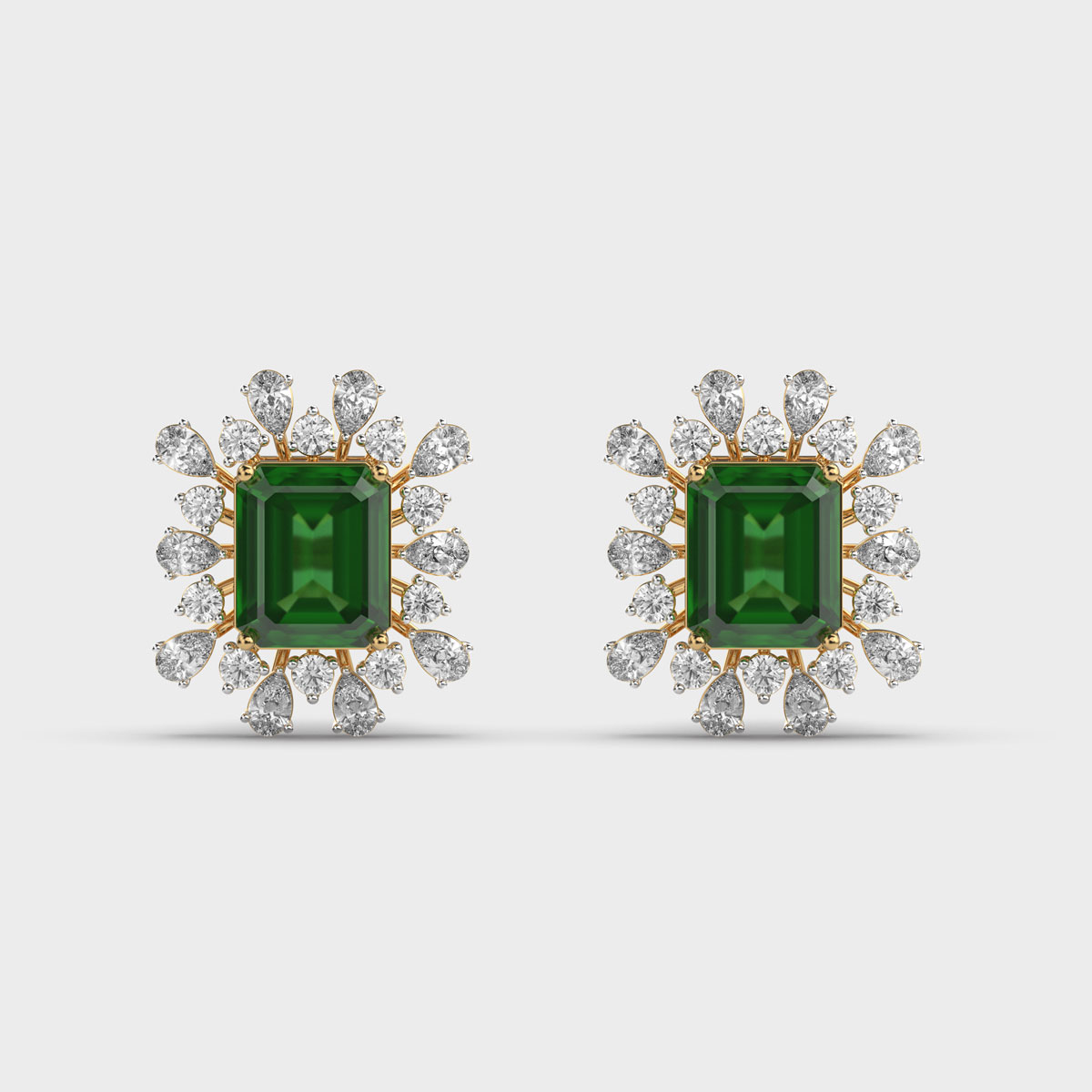 Green Crown Jewel Diamond Ear Studs