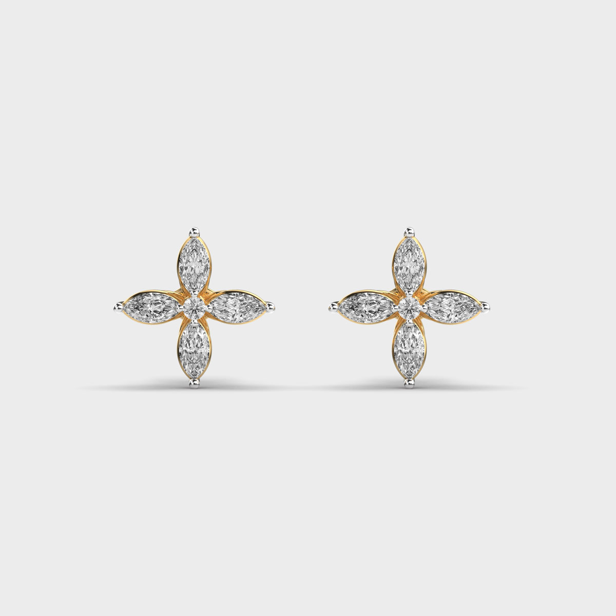 Radiant Tulip Cross Diamond Ear Studs