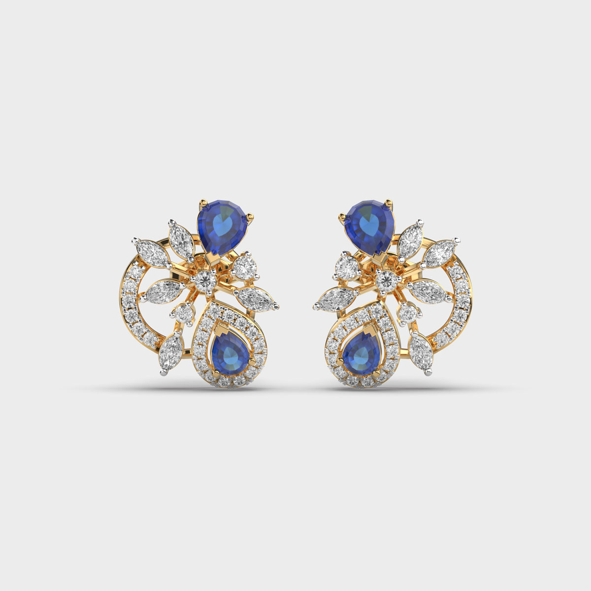 Midnight Blue Blossoms Diamond Earrings