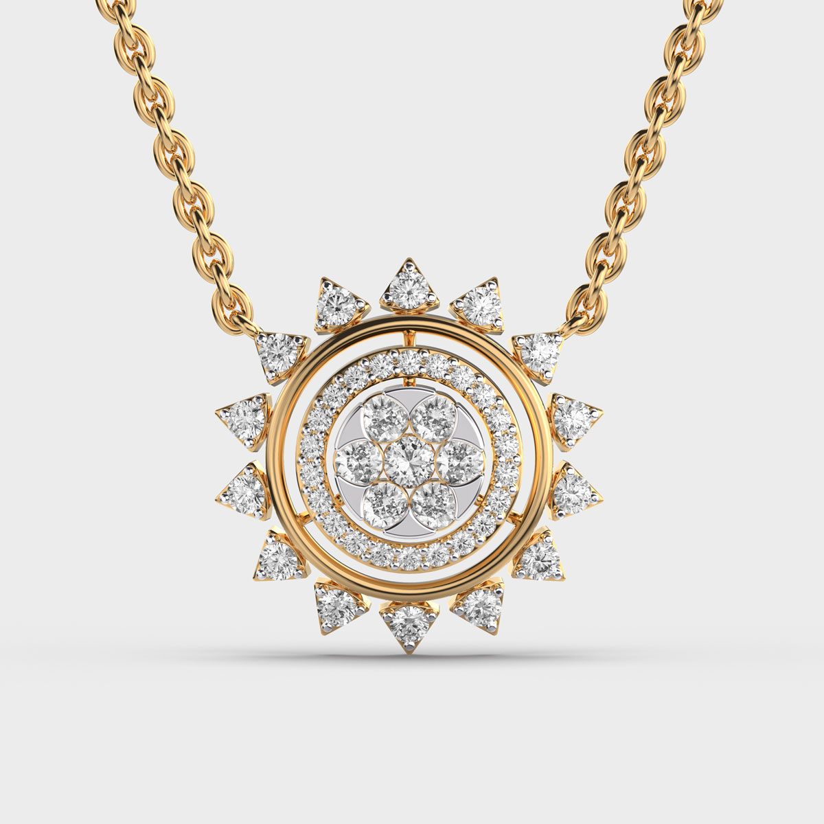 Sunflower Charm Pretty Diamond Pendant (With Chain)