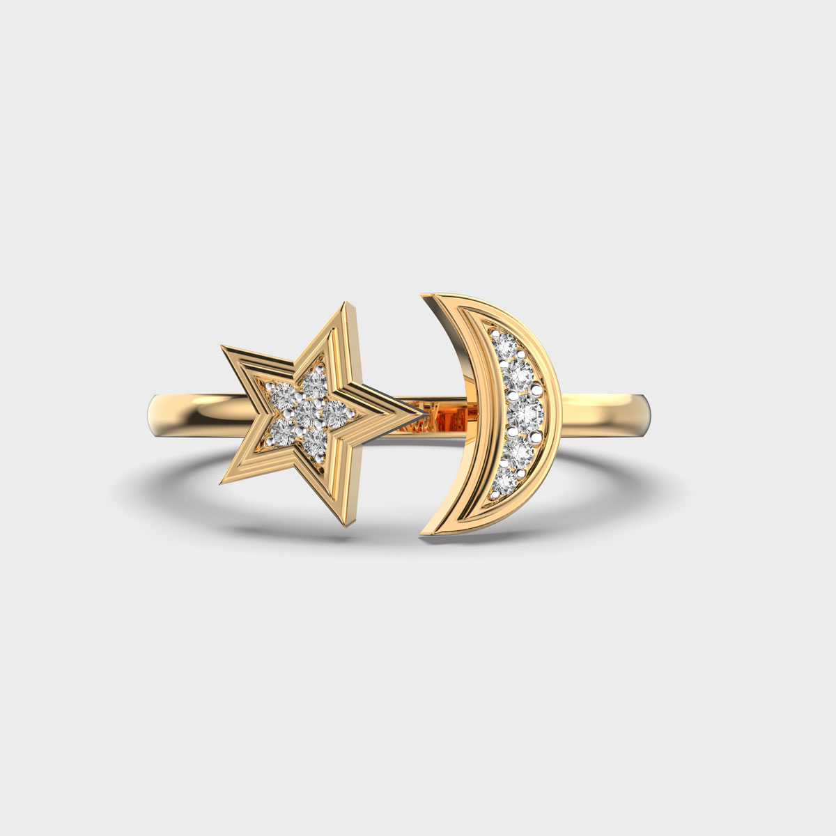 Stars And Moon Diamond Encrusted Ring