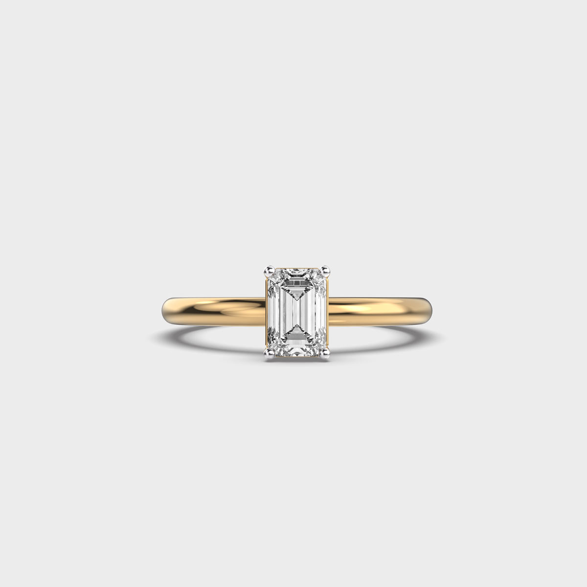 Regal Emerald Cut Solitaire Diamond Ring
