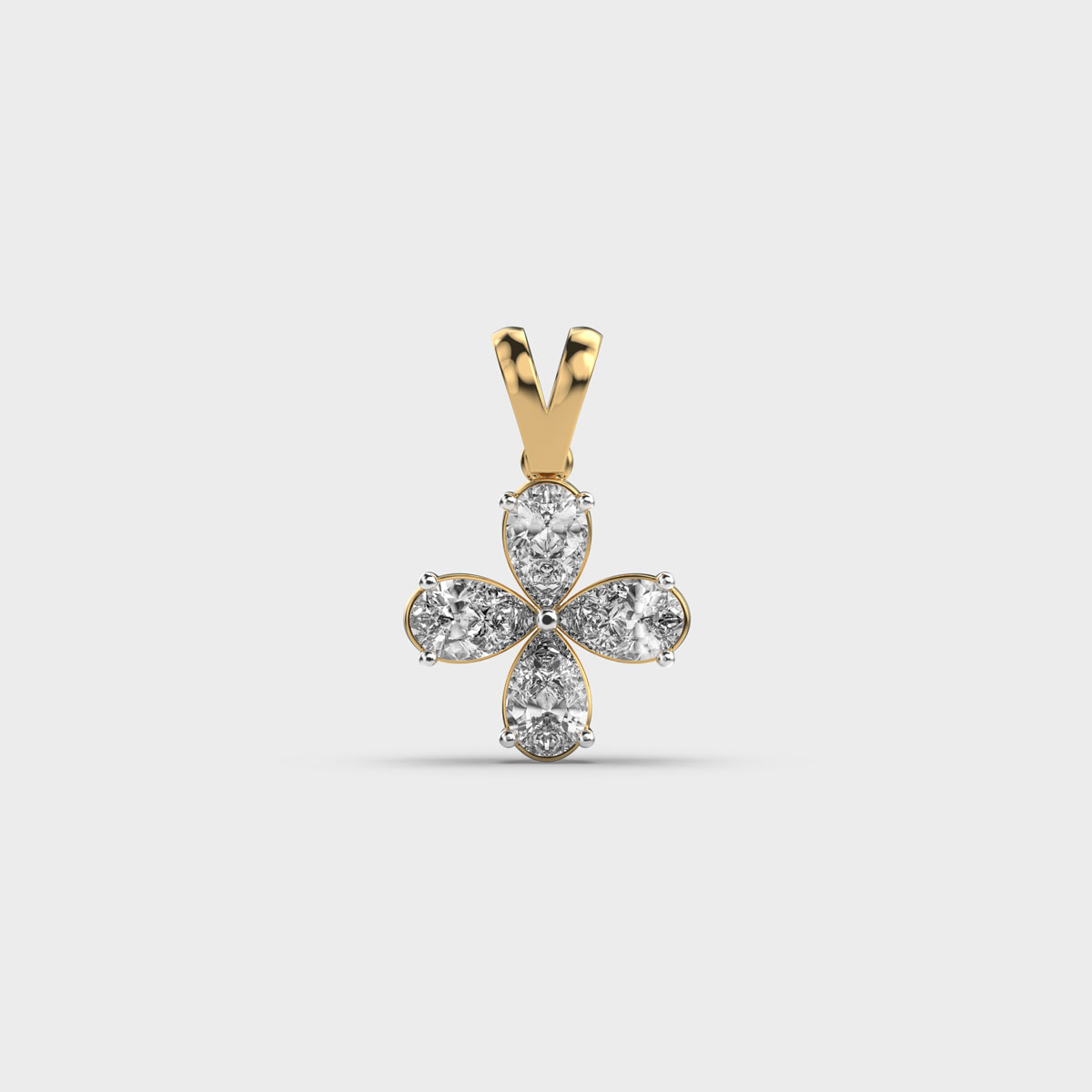 Dainty Clover Petal Diamond Pendant (Without Chain)