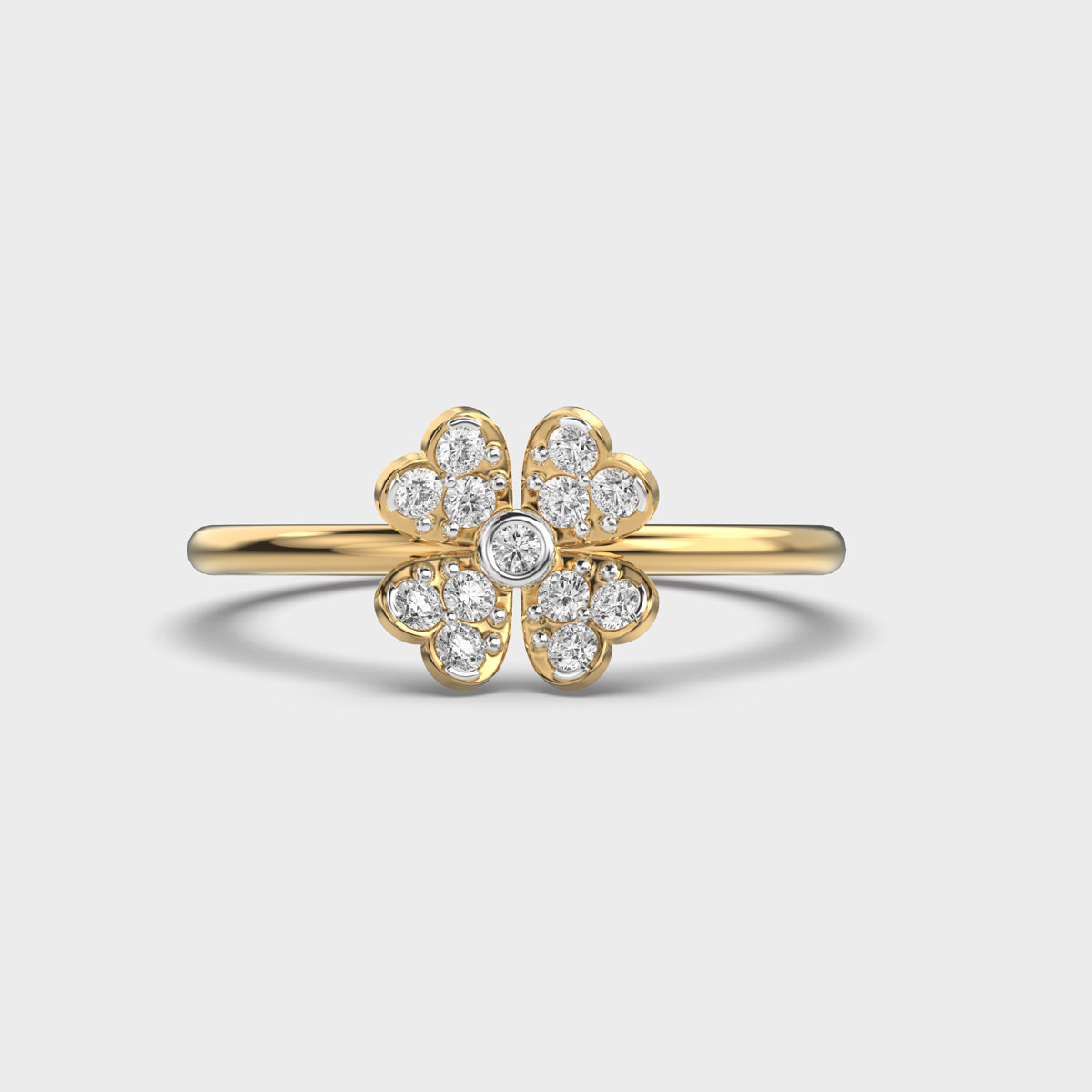 Lucky Clover Round Diamond Ring
