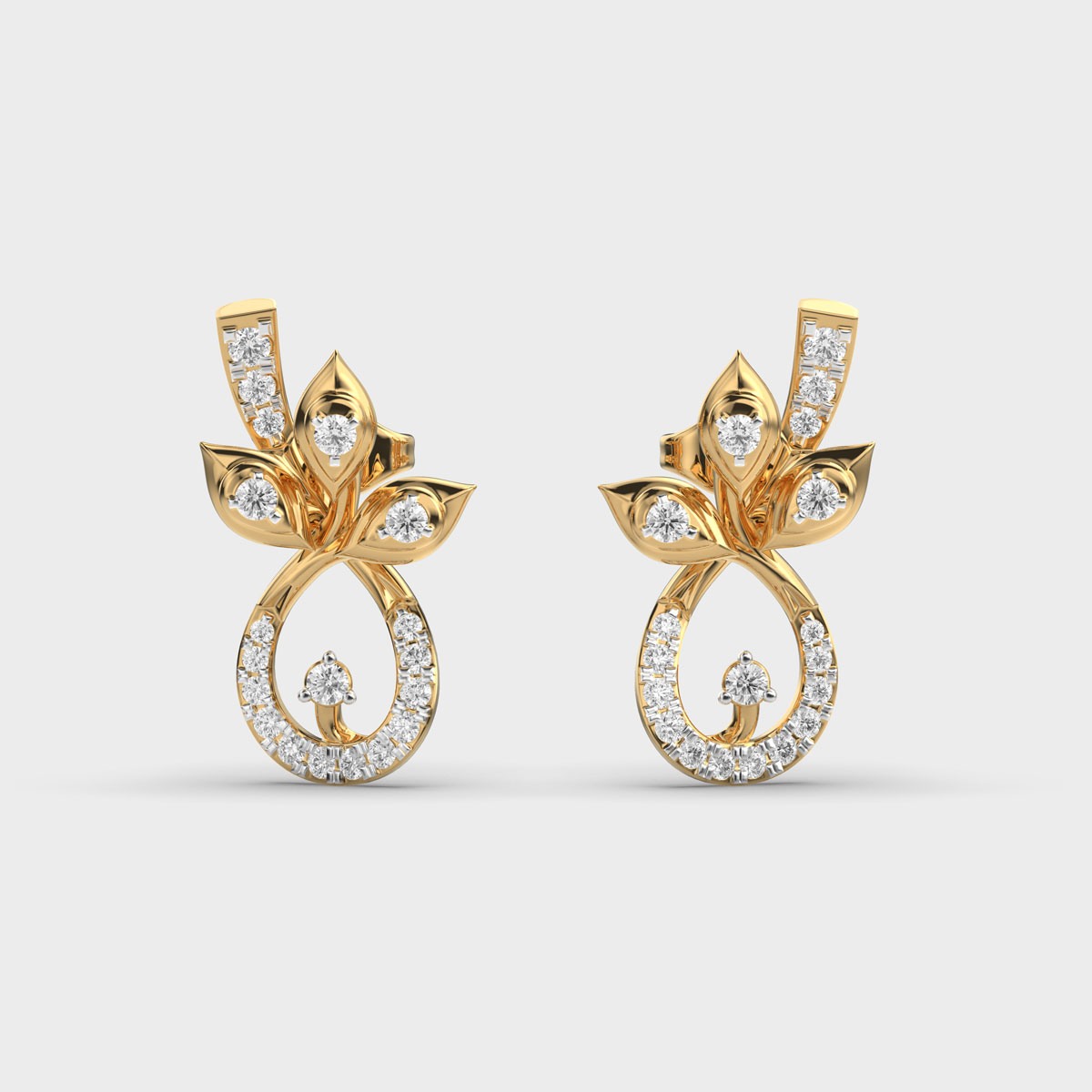 Floral Glamour Diamond Encrusted Earrings