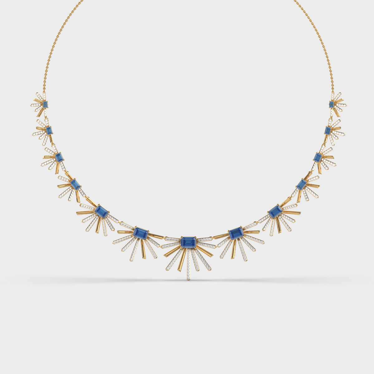 Mystic Fire Blue Stone Diamond Necklace