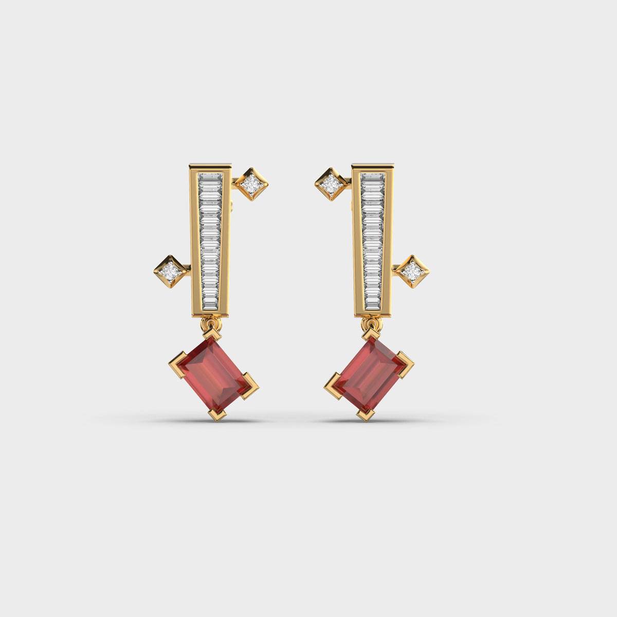 Rubra Red Stone Diamond Earrings