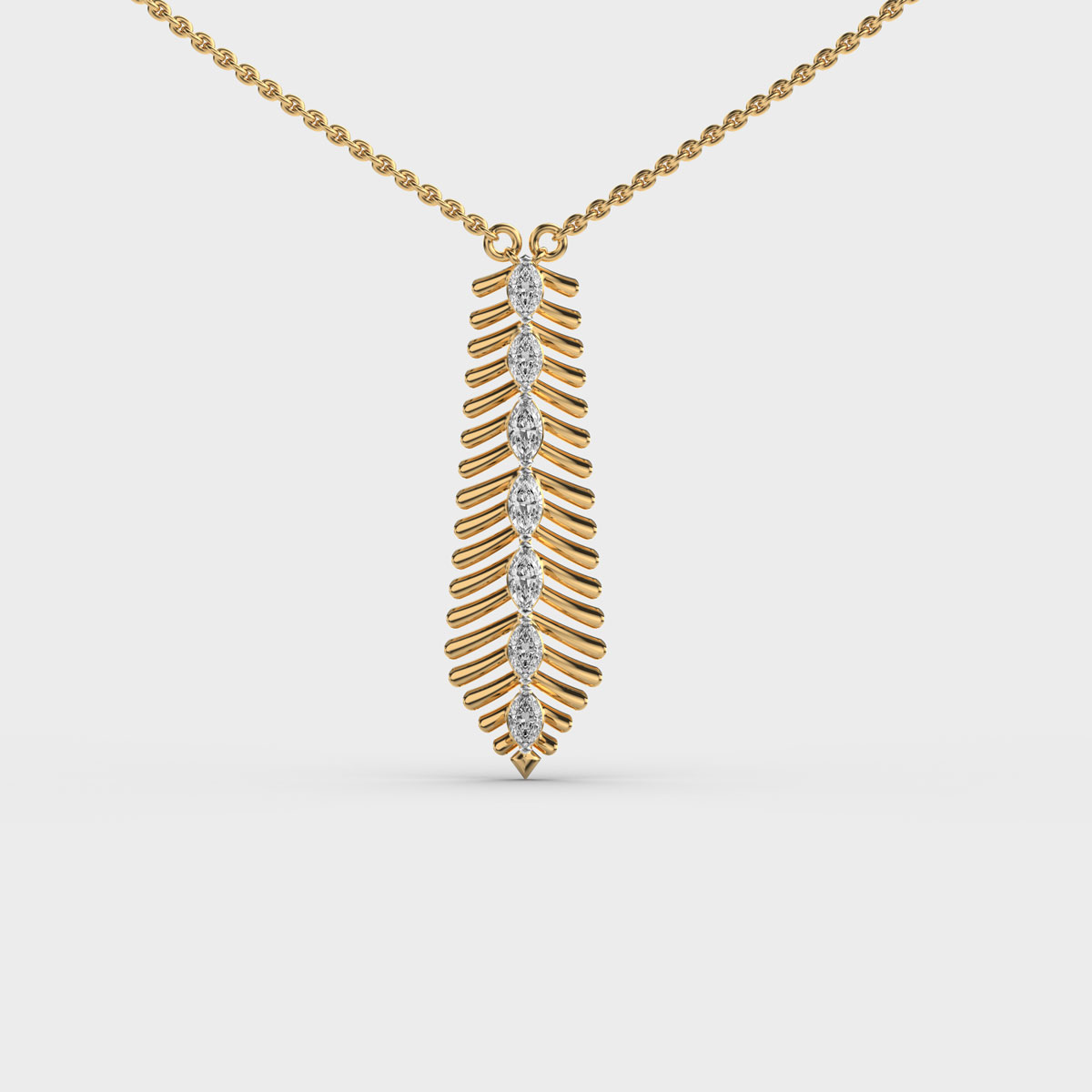 Enlongated Fern Diamond Necklace
