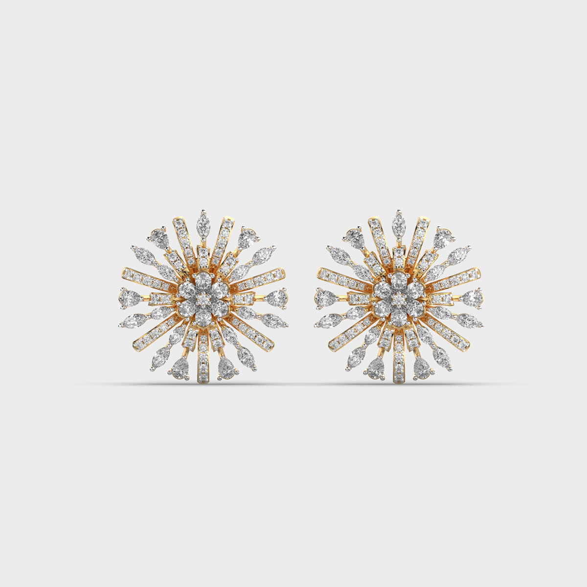 Sun Burst Diamond Ear Studs