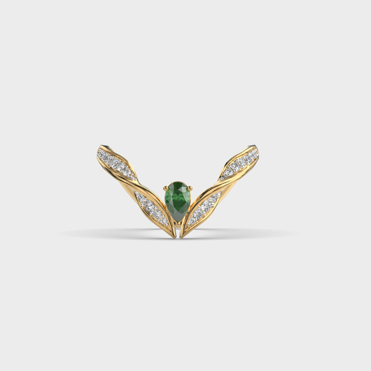 Green Stone Vanki Diamond Ring
