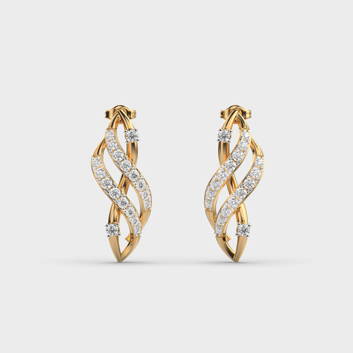 Twirling Romance Diamond Stud Earrings