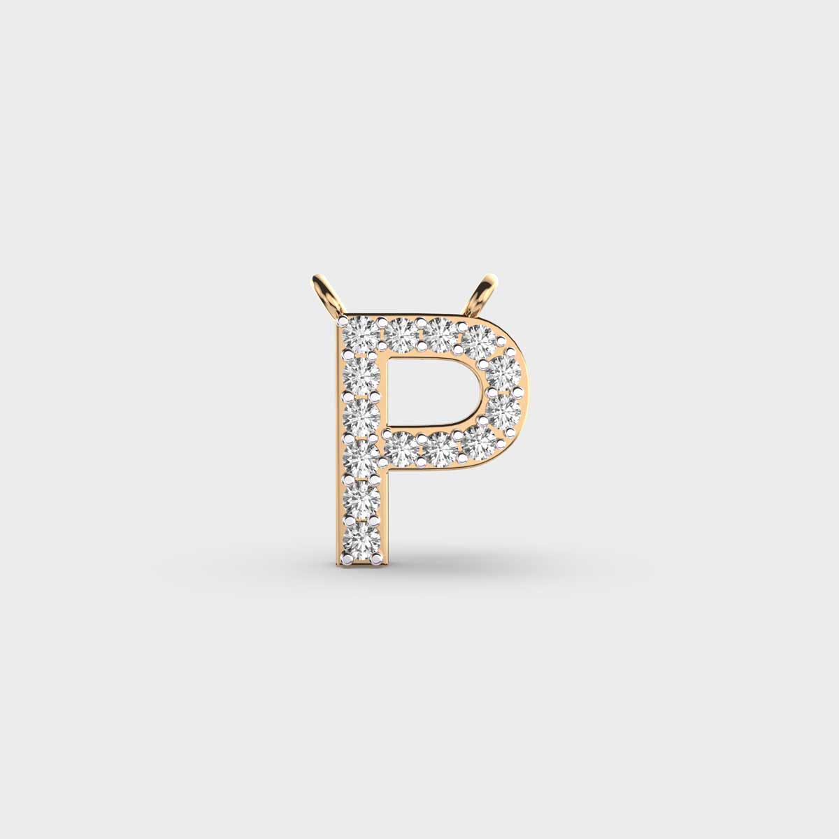 Powerpacked Initial 'P' Diamond Pendant (Without Chain)