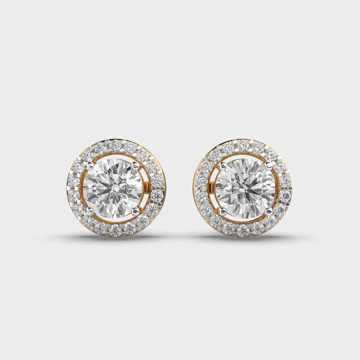 Elegant Halo Round Diamond Earstuds