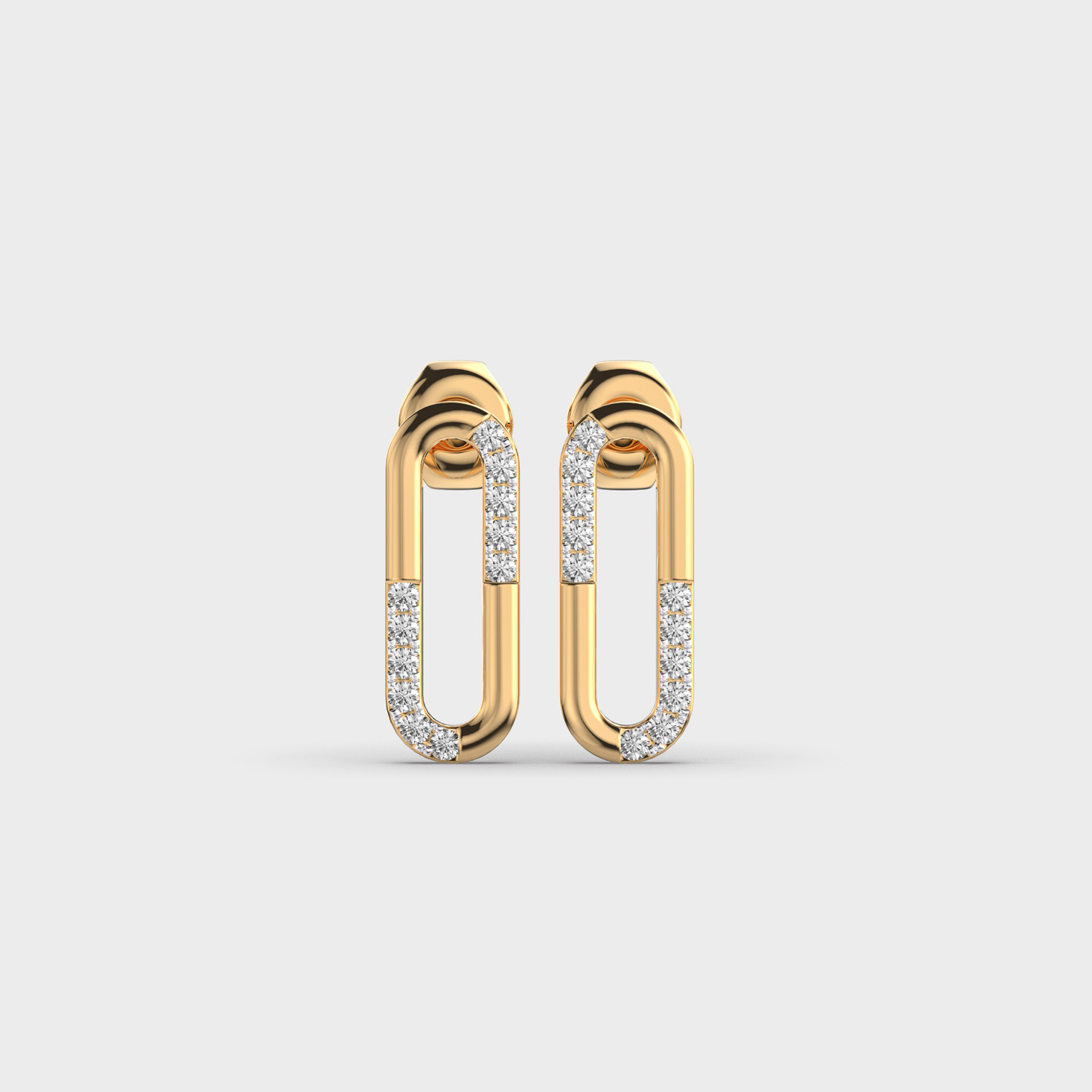 Charming Diamond Link Stud Earrings