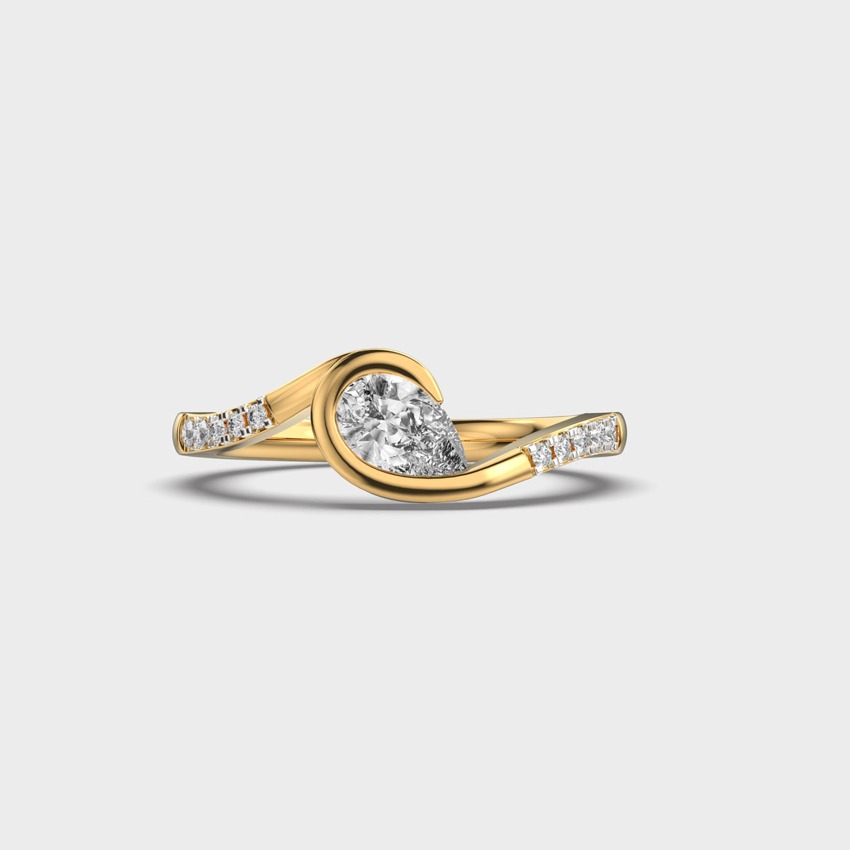 Leaf Arc Trellis Diamond Ring