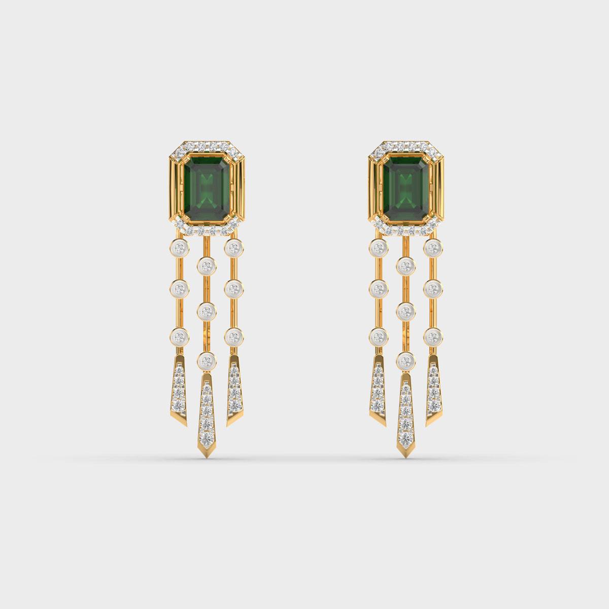 Emerald Green Diamond Danglers