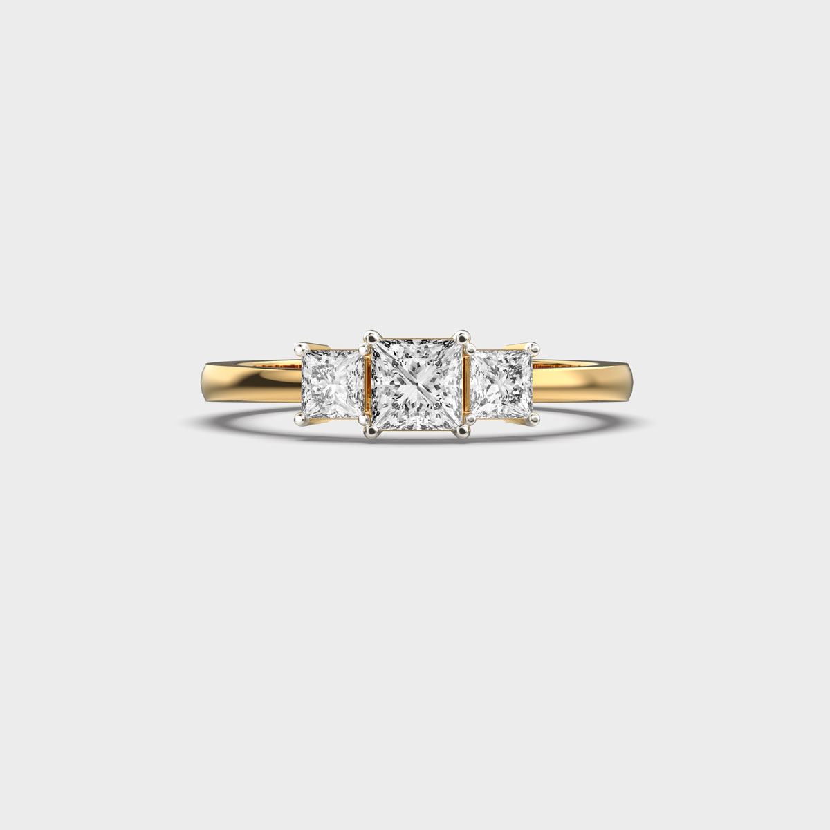 Three Graceful Princess Cut Diamond Ring