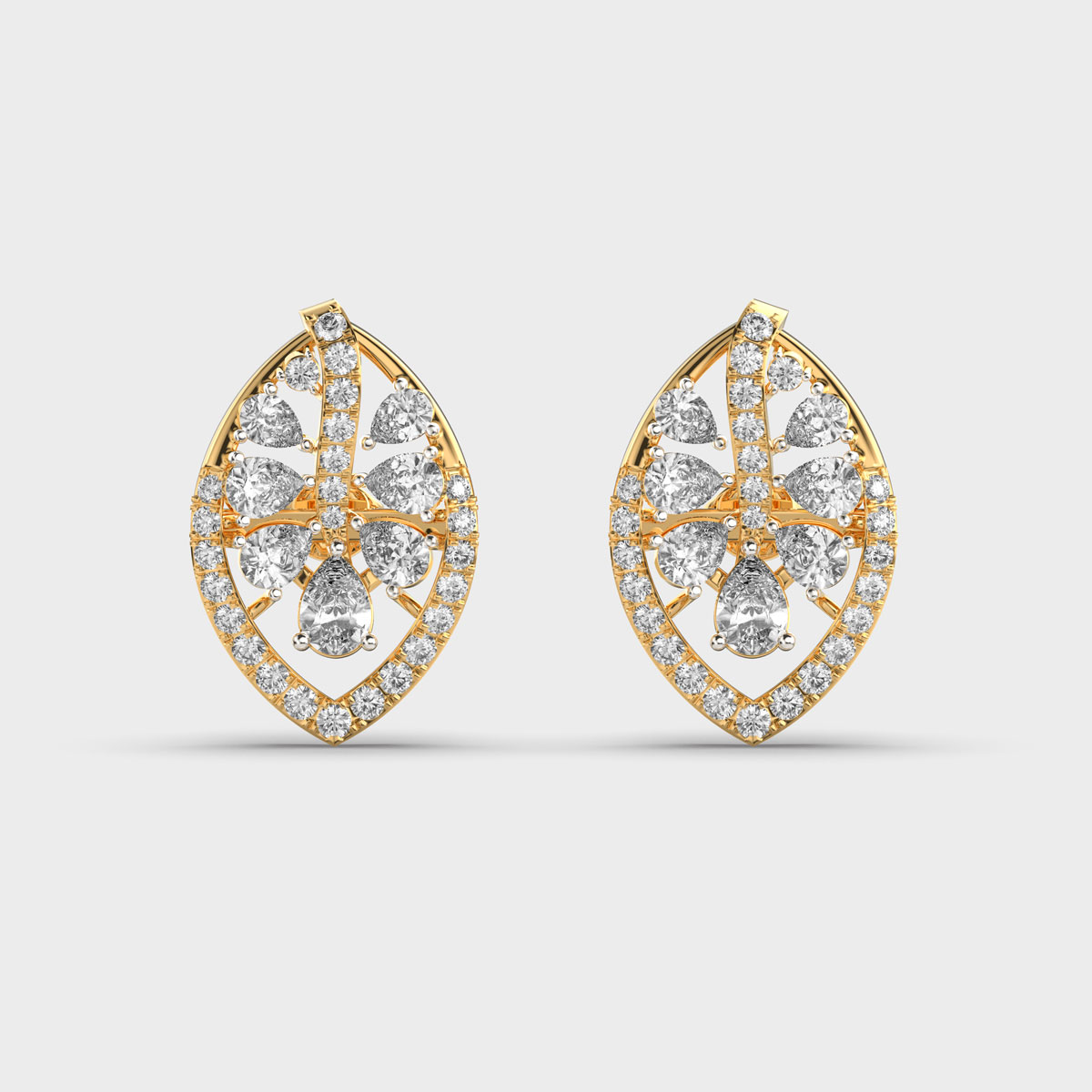 Beauty of Tropic Leaf Diamond Ear Studs