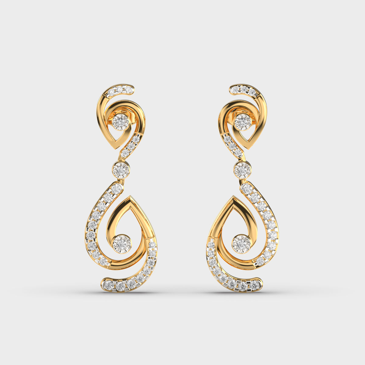 Trendy Swirly Diamond Earrings