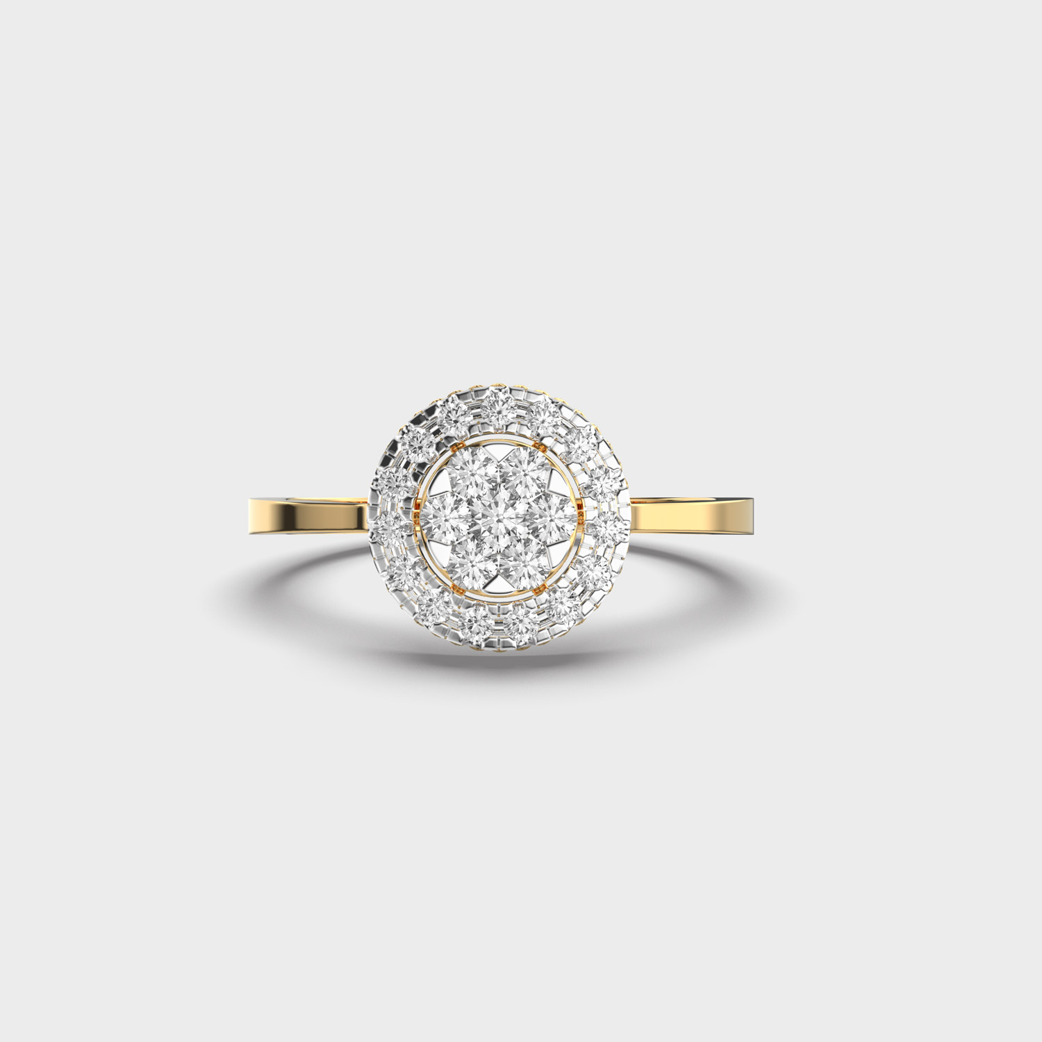 Round Flower Frame Diamond Ring