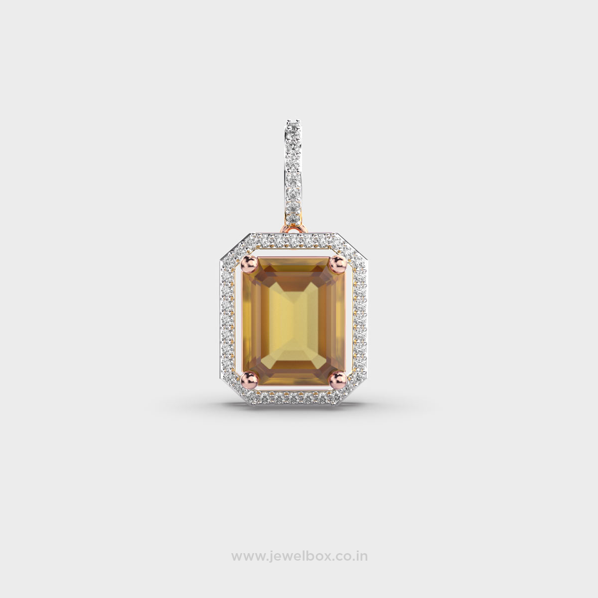 Ambera Yellow Stone Diamond Pendant (Without Chain)