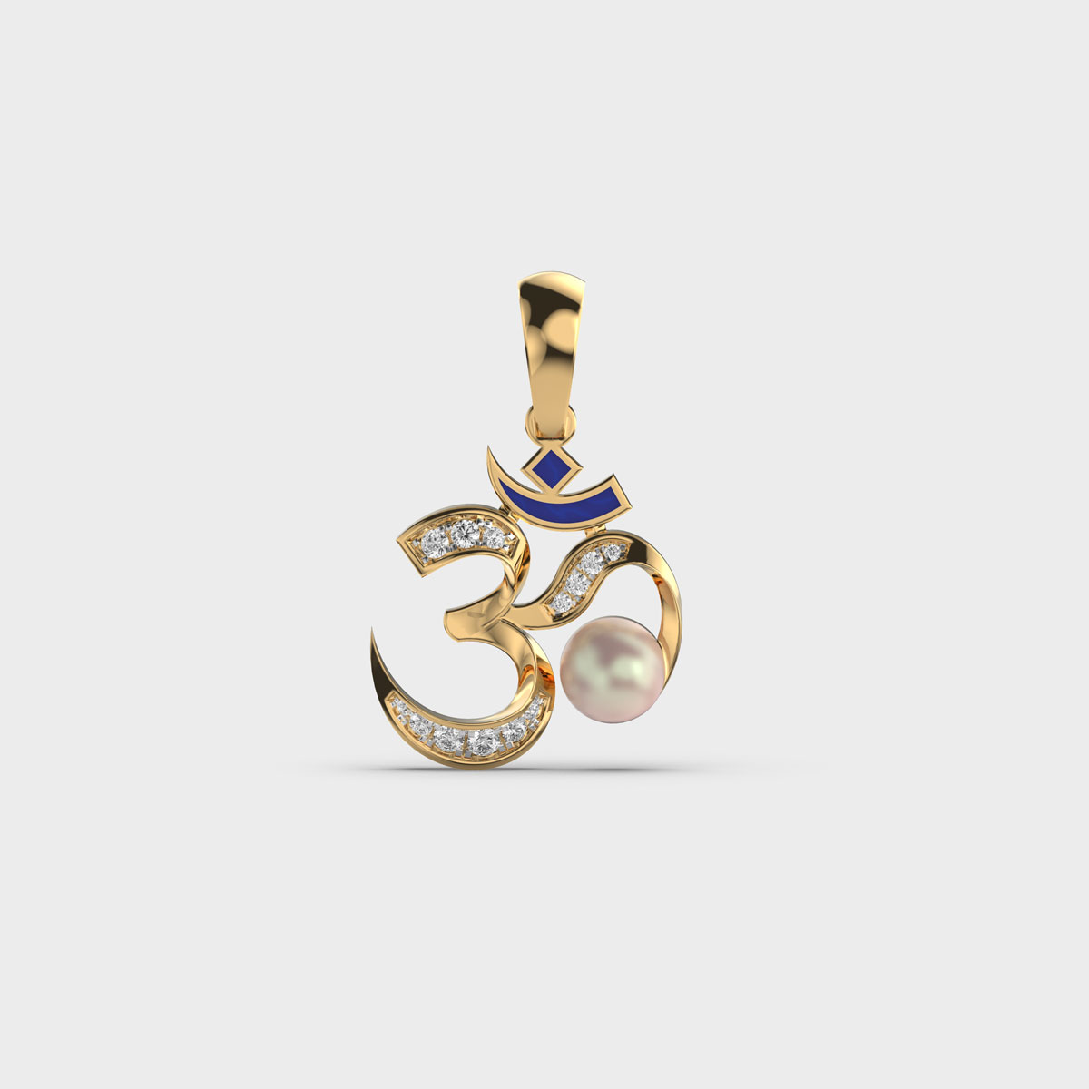 Holy Om Diamond and Pearl Pendant (Without Chain)