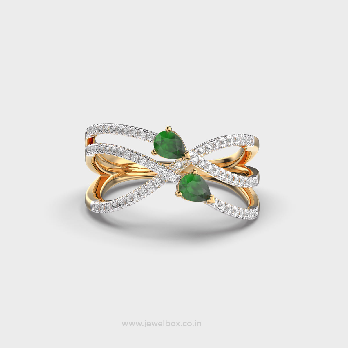 Vortex Arc Green Stone Diamond Ring