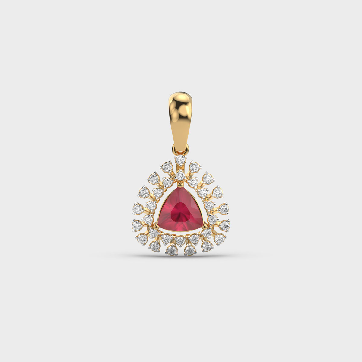 Red Mistletoe Diamond Pendant (Without Chain)