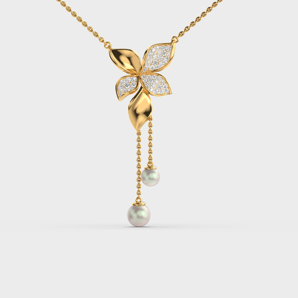 Daffodil Blooms Diamond Pendant (With Chain)