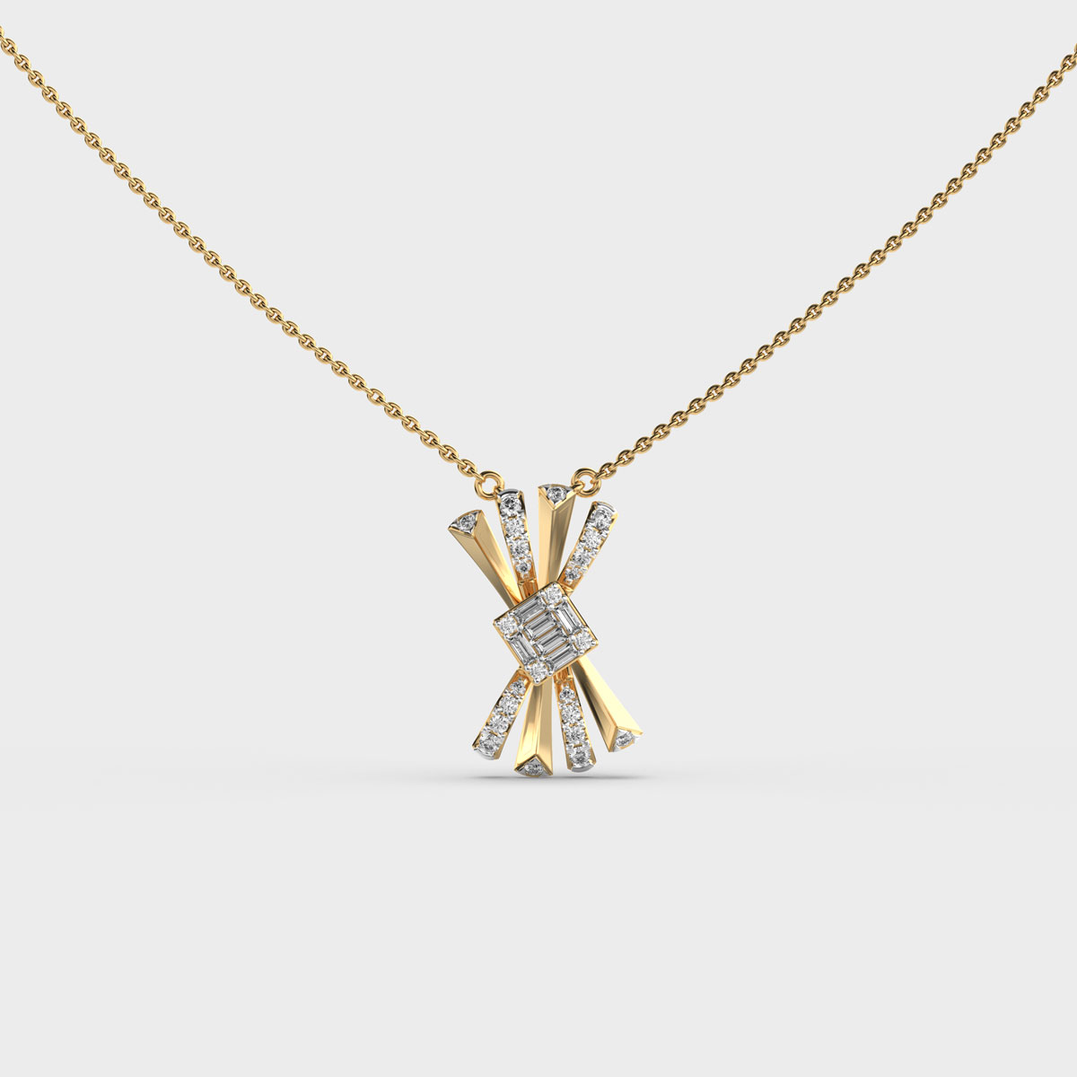 Pretty Linear Bow in Diamond Pendant (With Chain)