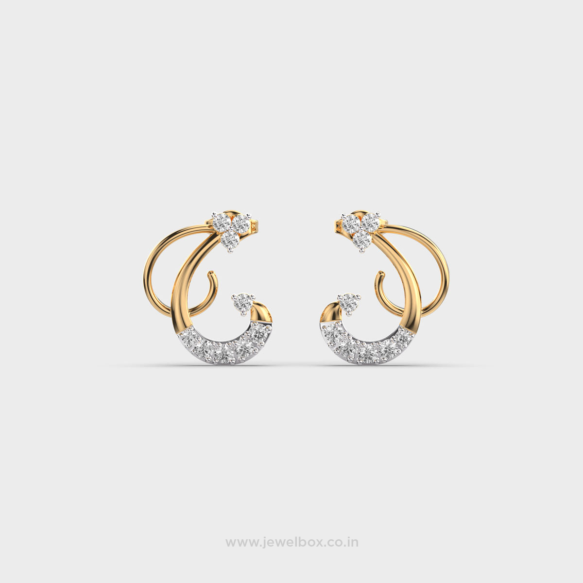 Crescent Moon Symbol Diamond Earstuds