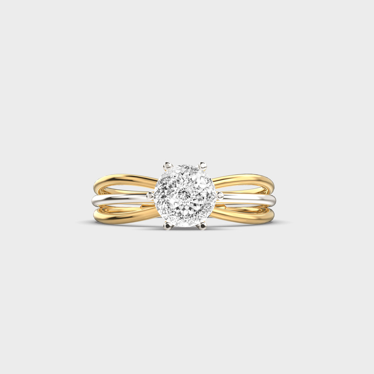 Dual Tone Classic Portuguese Cut Diamond Ring