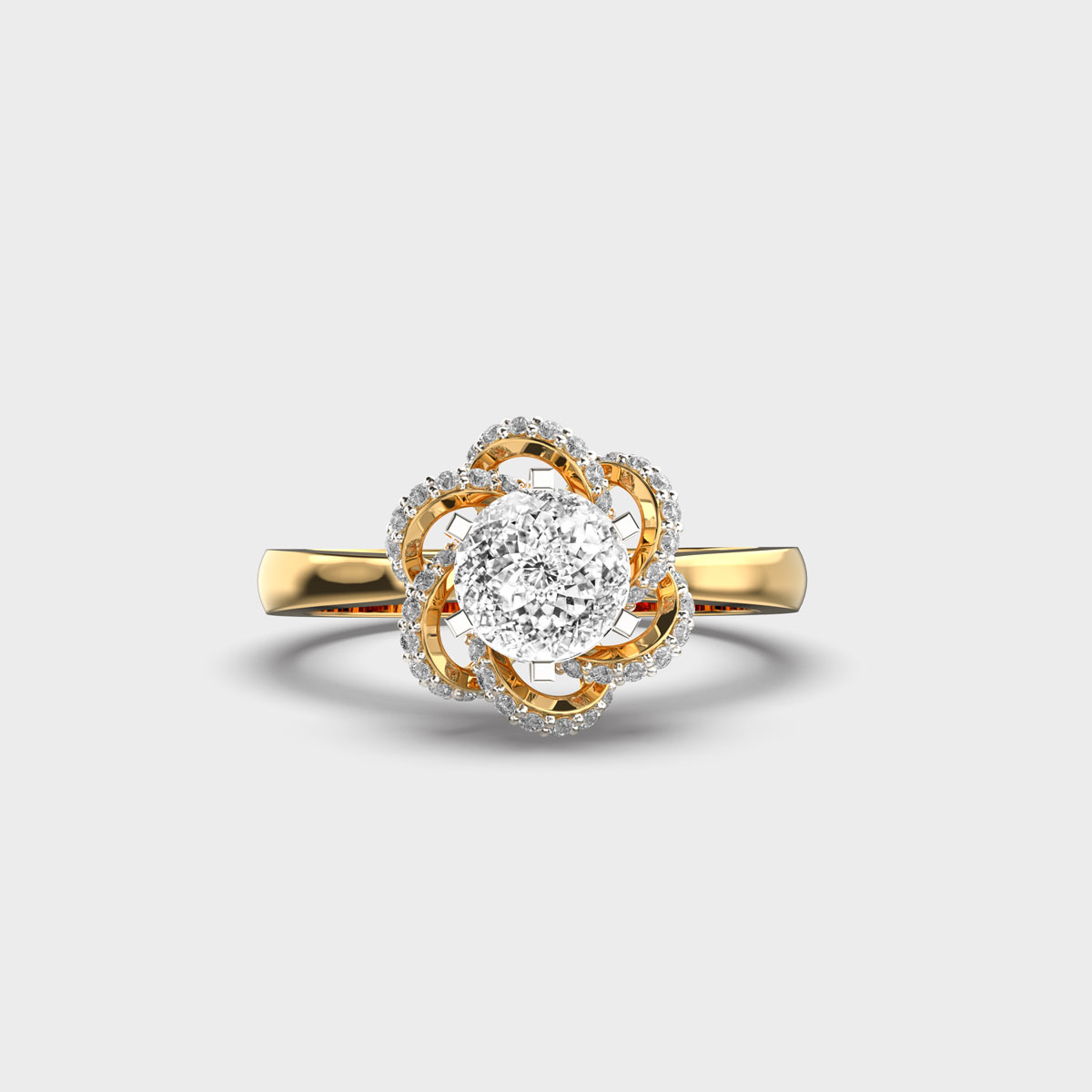 Rose Shaped Portuguese Cut Diamond Ring