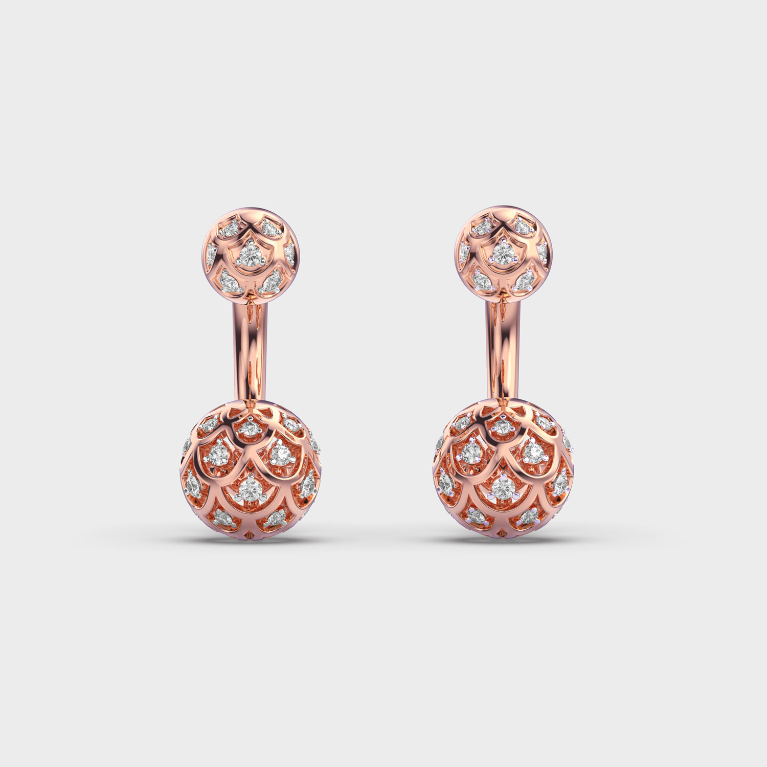 Orb Clustered Diamond Drop Stud Earrings