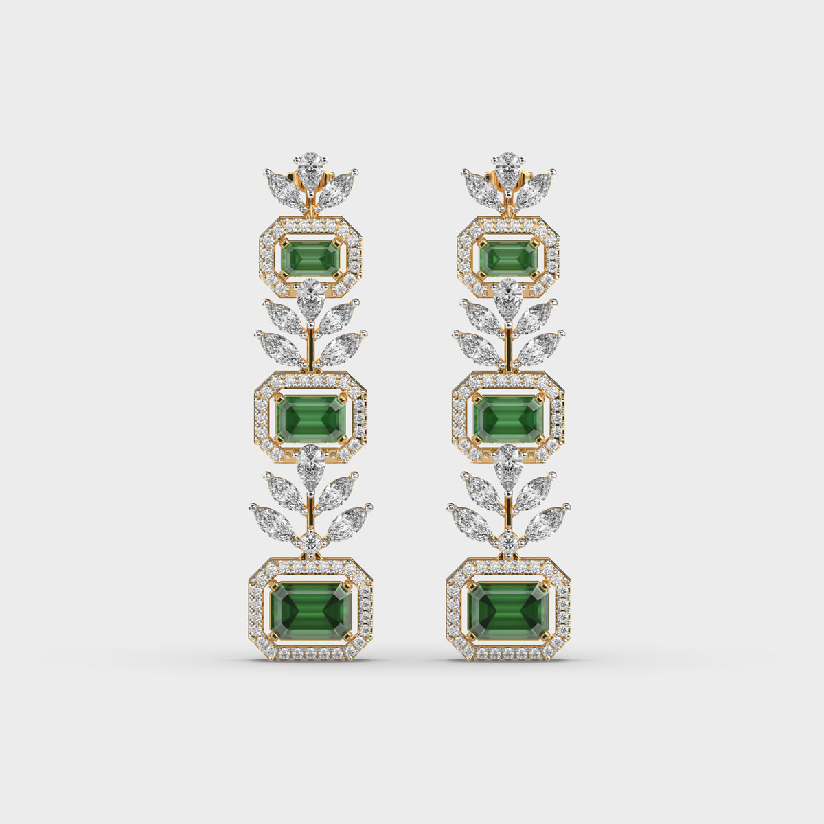 Imperial Jade Green Diamond Dangler Earrings