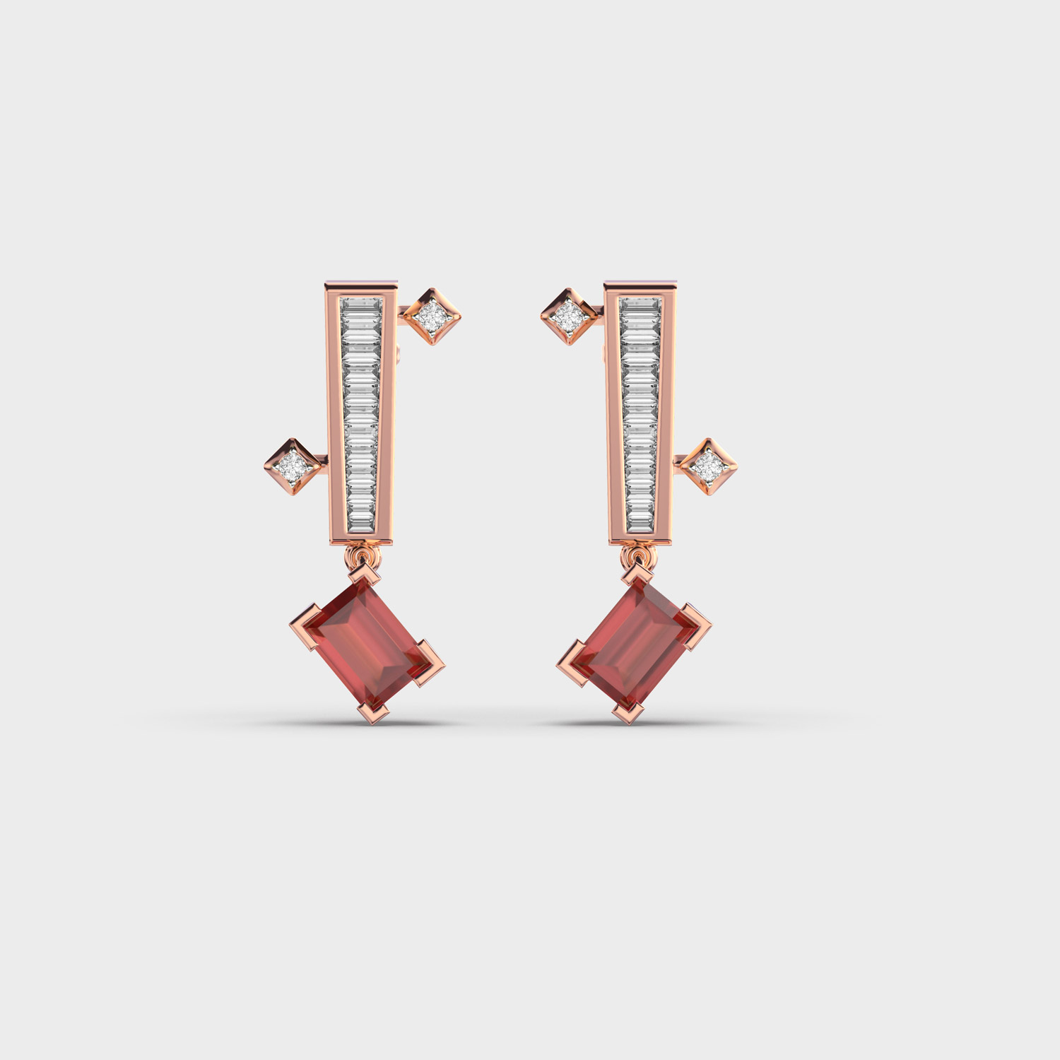 Rubra Red Stone Diamond Earrings