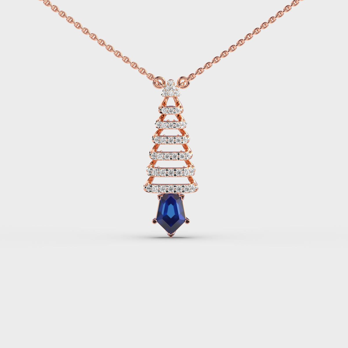 Blue Christmas Diamond Pendant Without Chain