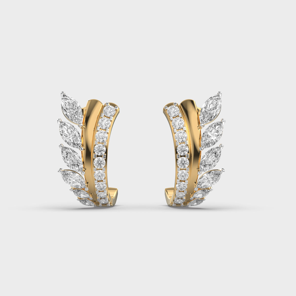 Flame Feather Diamond Earrings