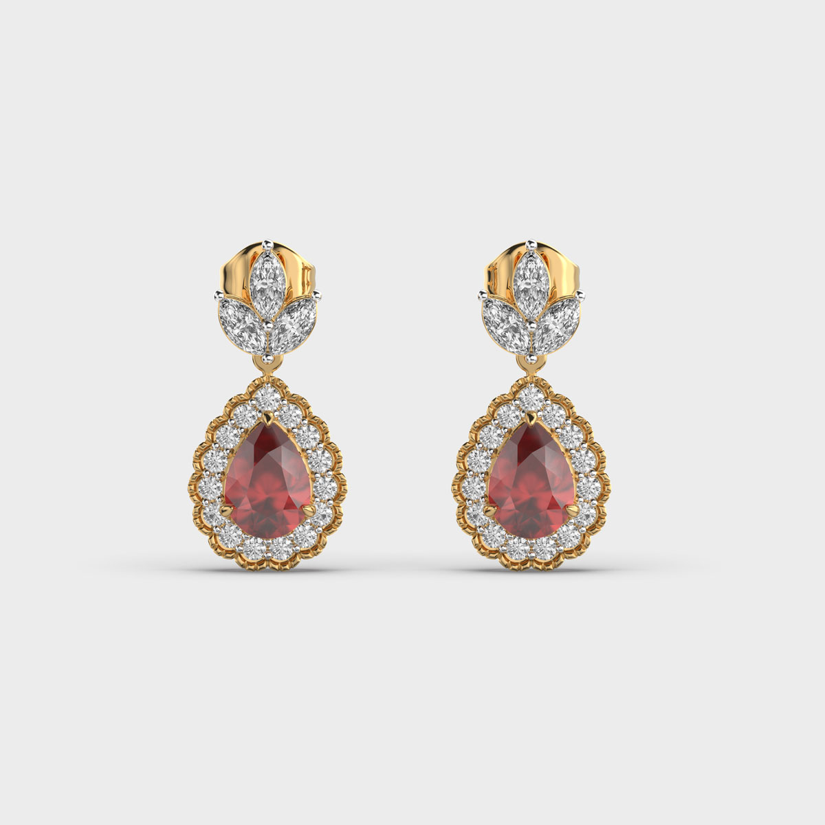 Red Stone Devotion Diamond Earrings