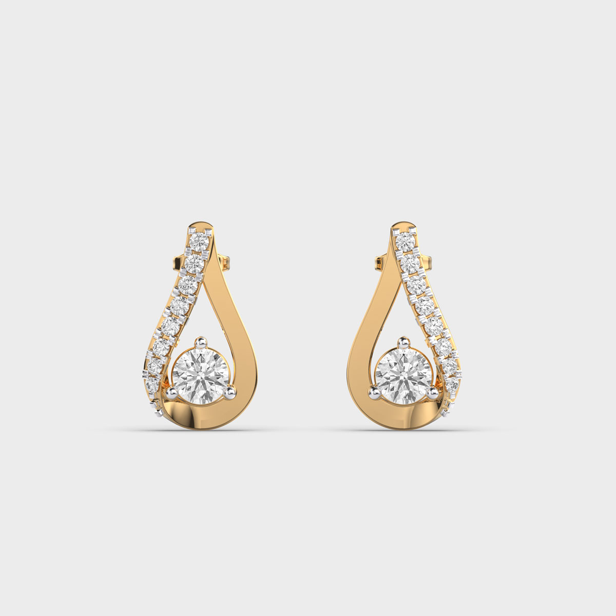Dot In Drop Diamond Ear Studs