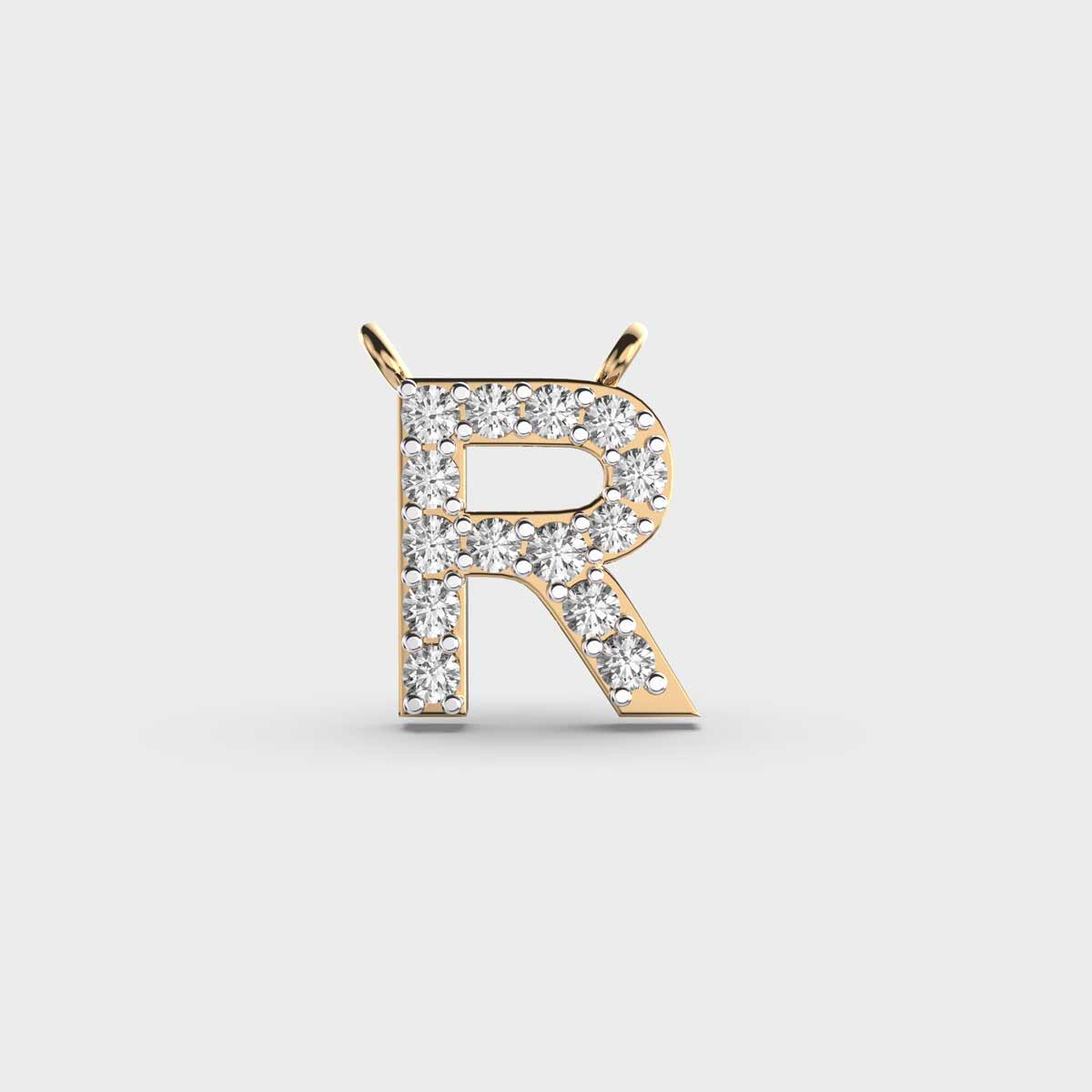 Romantic Initial 'R' Diamond Pendant without Chain